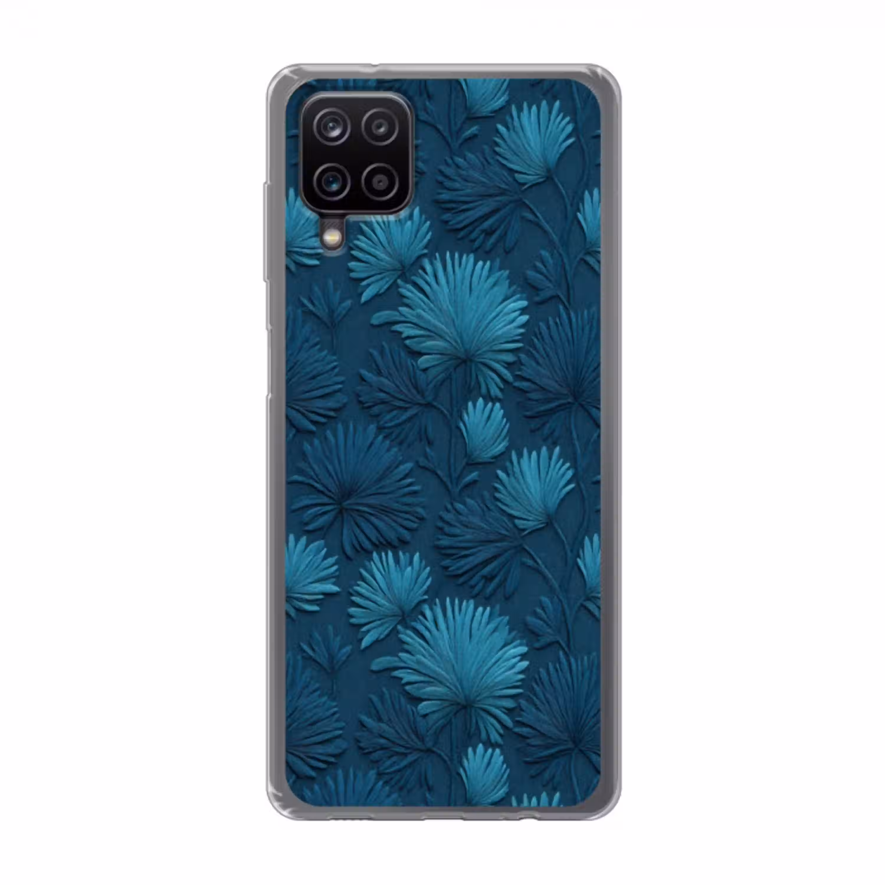 Bladeren - Reliëf - Patroon - Oceaanblauw - Modern Telefoonhoesje Samsung Galaxy A12 klein 372 -3d