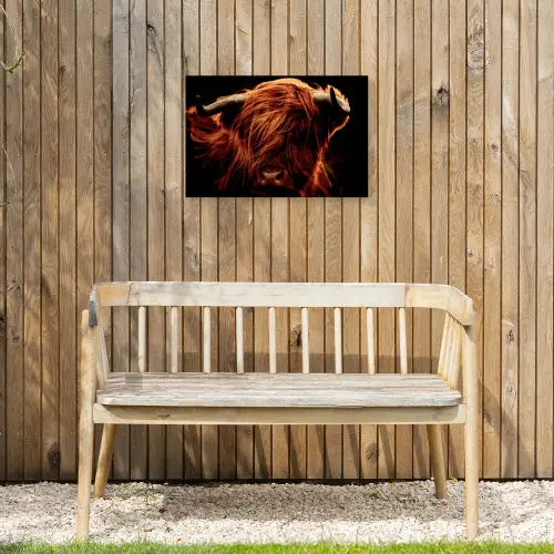 Schotse hooglander - Koe - Hoorns - Portret - Dieren Tuinposter op houten frame 2 cm dik klein -sfeer4