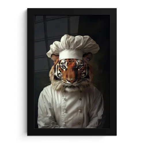 Tijger - Kokskleding - Bruin fotolijst zwart zonder passe partout klein -3d