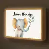 Olifant - Dier - Pastel kleuren Light Box met batterij (Wandlamp kind) middel -z3d_website