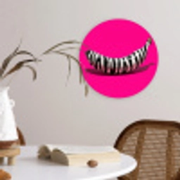 Banaan - Zebraprint - Roze Wandcirkel kunststof plaat 5mm dik klein -sfeer4