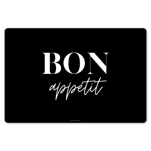 Zwart - Quote - Bon appétit Placemat vinyl groot -zzsfeer1_Kitchenyeah-website