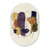 Abstract - Overlappende gezichten - Paars - Donkergroen Wandcirkel Ovaal Forex klein -3d