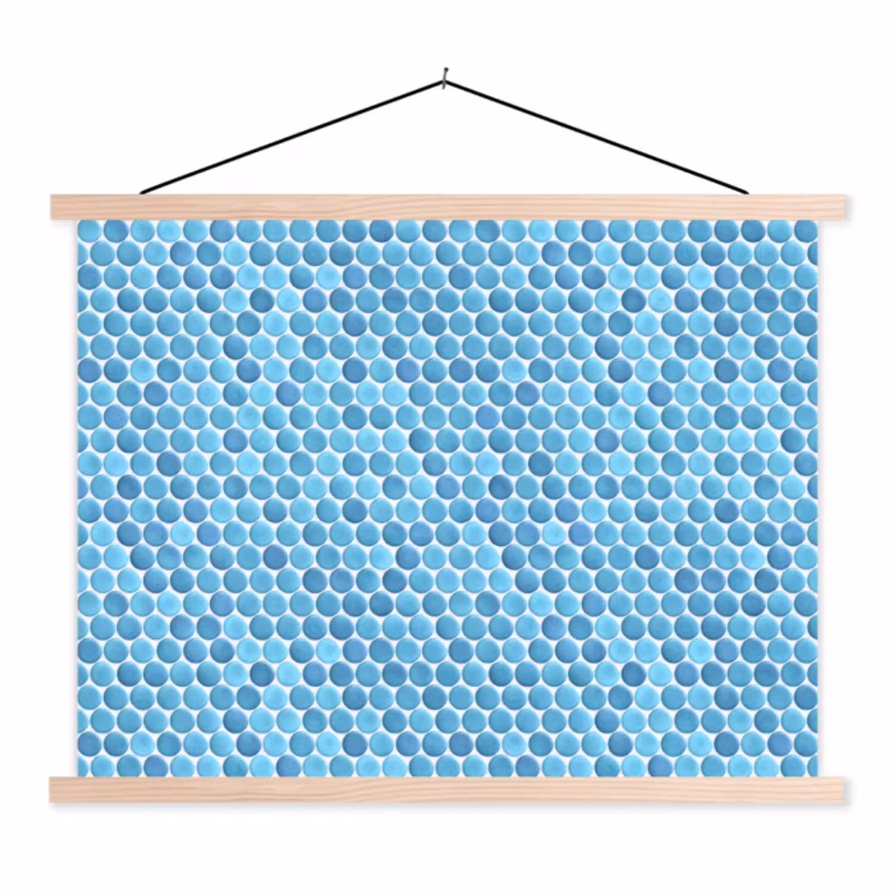 Penny - Mozaïek - Lichtblauw textielposter latten blank klein 122 -3d