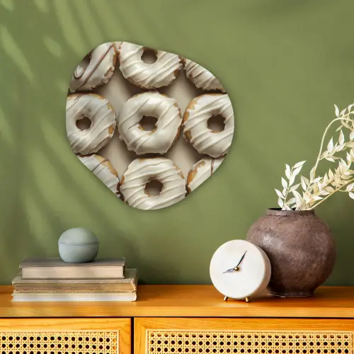 Donuts - Chocolade - Wit - Beige Wandcirkel Organisch Forex 3mm klein -sfeer2