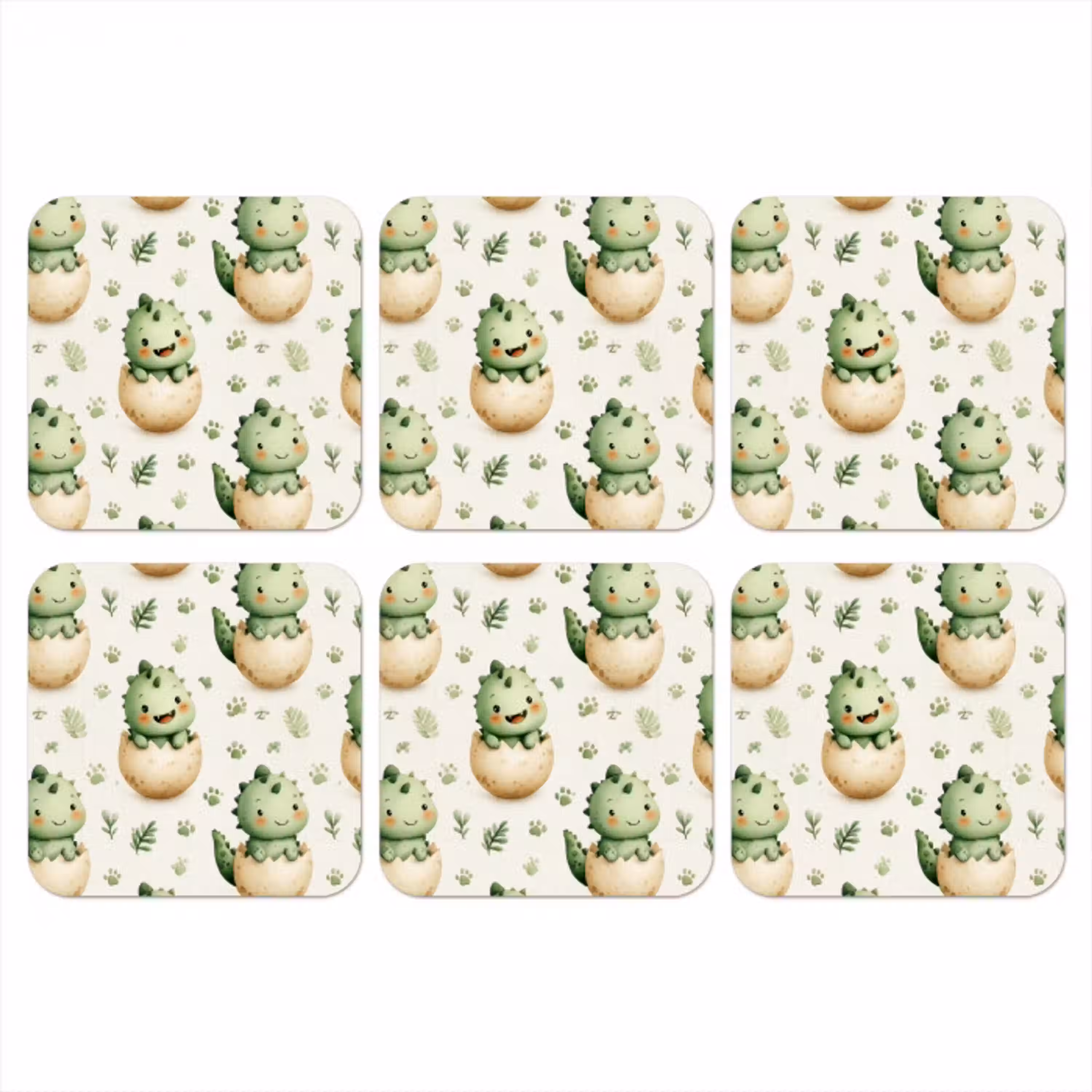 Dino - Eieren - Groen onderzetter kurk middel 366 -3d