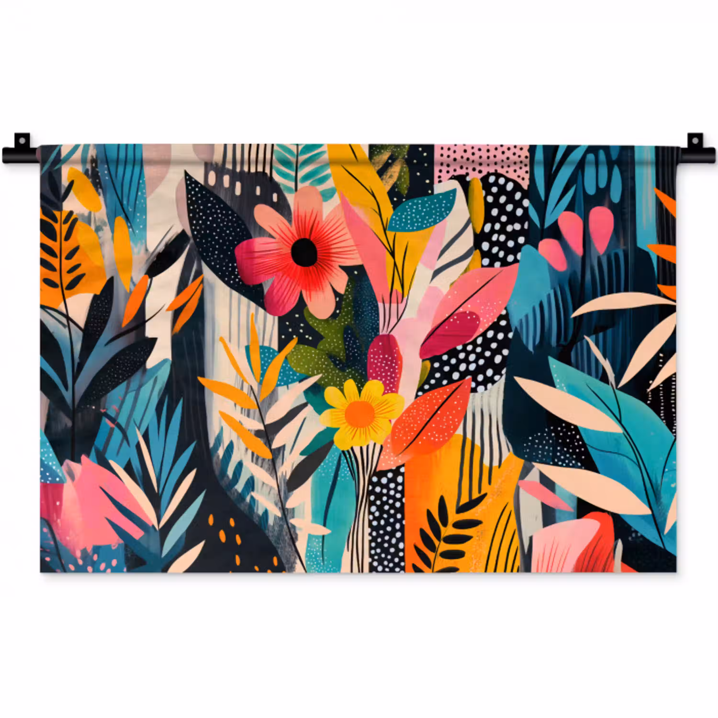 Schilderij - Abstract - Bloemen - Roze Wandkleed katoen klein -zz3d