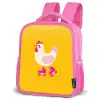 Kip - Rolschaatsen - Geel Kinderrugzak - Roze middel -schuin