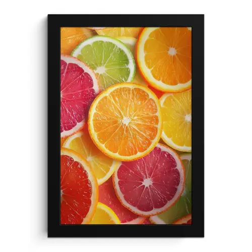 Fruit - Kleurrijk - Close up fotolijst zwart zonder passe partout klein -3d