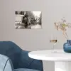 Eland - Auto - Gewei - Zwart - Wit poster papier klein -sfeer3