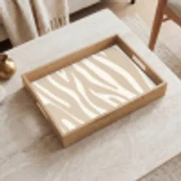 Zebraprint - Beige - Wit - Dierenprint Dienblad Rechthoek middel -sfeer1