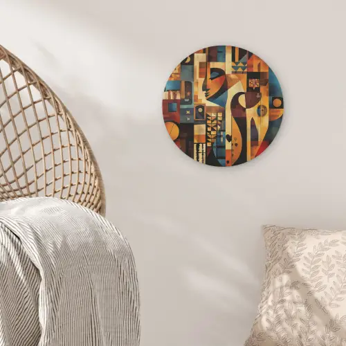 Figuren - Abstract - Symbolen Akoestische PET Vilt - Rond klein -sfeer4