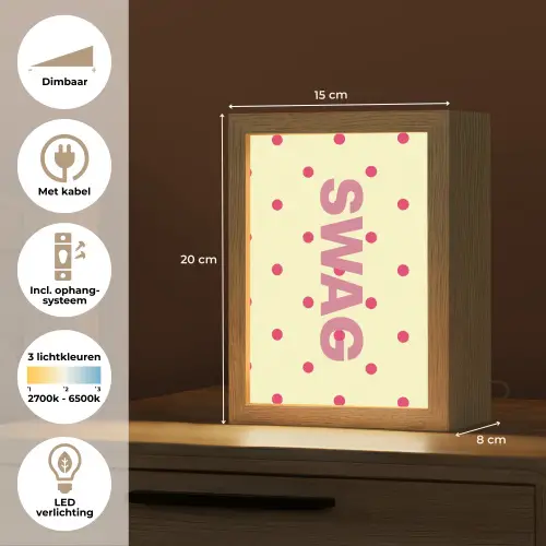 Swag - Roze - Stippen - Geel Light Box met kabel (Tafellamp) klein -USP_NL