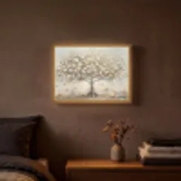 Boom - Beige - Goud - Verflook - Grijs Light Box met batterij (Wandlamp) middel -sfeer4