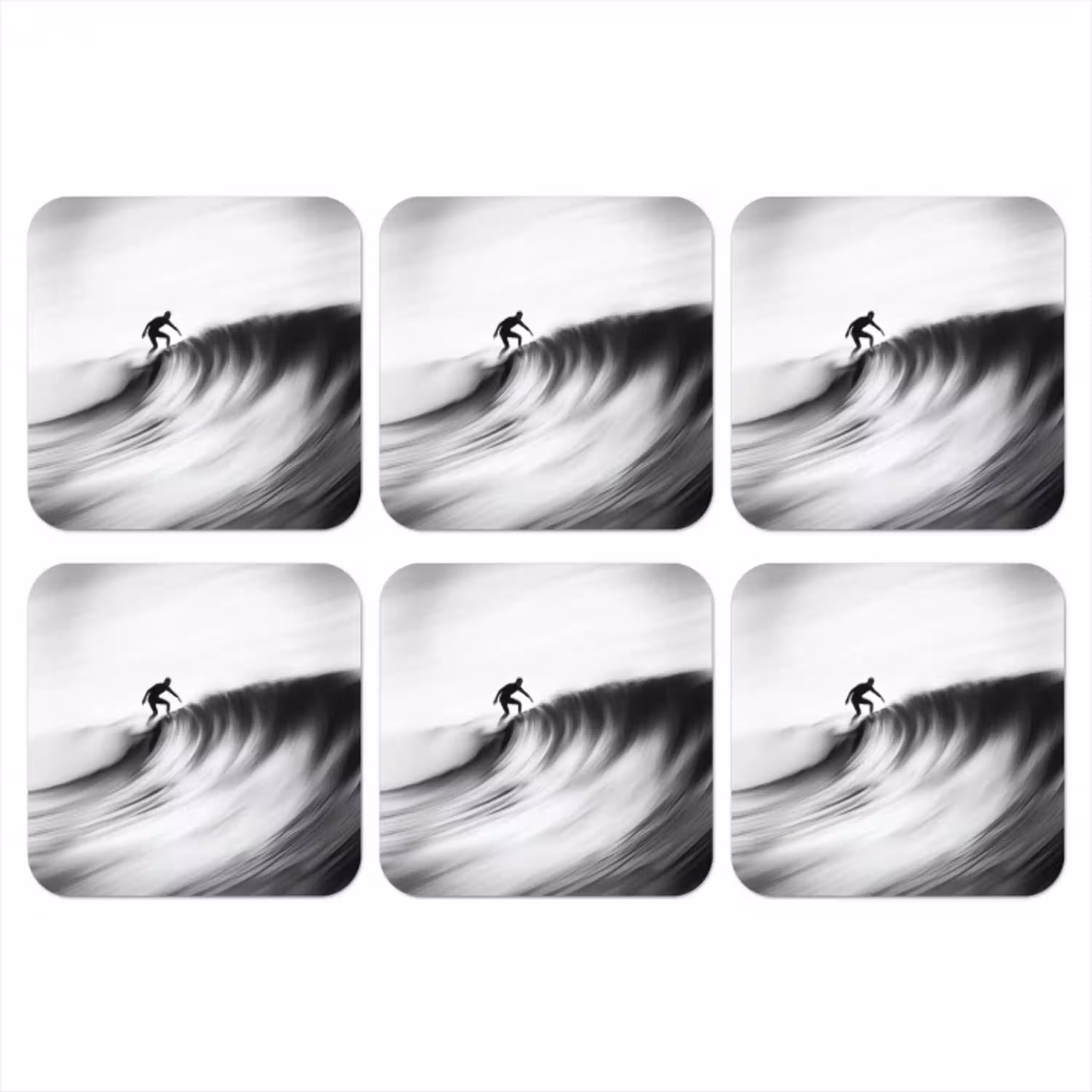 Surfer - Golf - Vervaagd - Zwart onderzetter kurk middel -3d