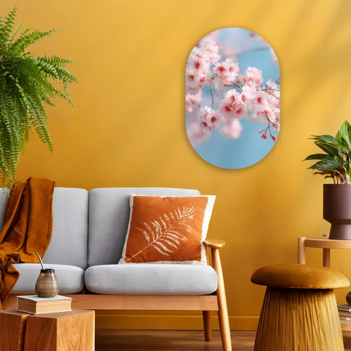 Takken - Bloesems - Roze Wandcirkel Ovaal Forex klein -sfeer4