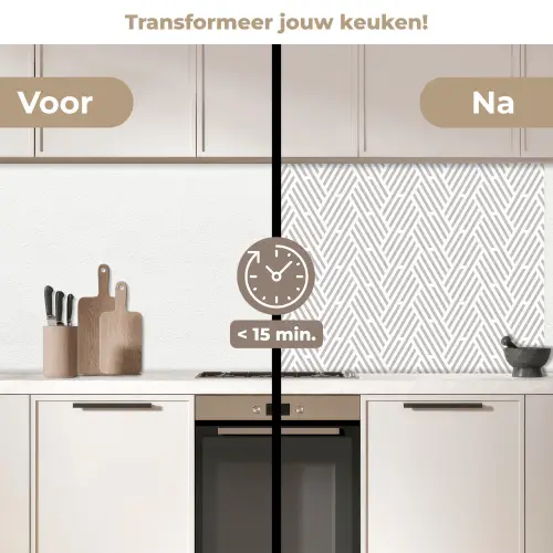 Grafisch - Patroon - Modern - Strepen keuken achterwand 2 middel 871 -voor-na2_NL