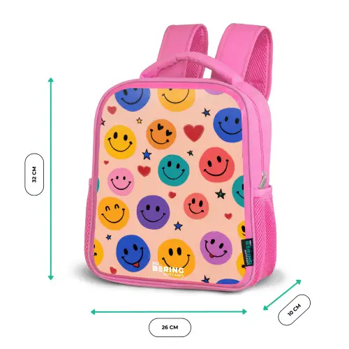 Vrolijk Smiley-patroon Kinderrugzak - Roze middel -productfoto_formaten