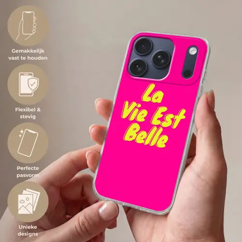 Quote - Retro - Roze Telefoonhoesje iPhone 17 Pro klein -sfeer3_NL