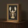 Kreeft - Goud - Textuur - Zwart Light Box met kabel (Tafellamp) klein -z3d_website