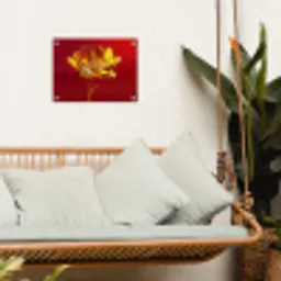 Bloem - Goud - Glazen tuinposter los doek klein -sfeer7