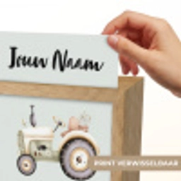 Vintage - Tractor - Pastel - Blauw Light Box met kabel (Kinderlampje) klein -USP_websiteprintNL