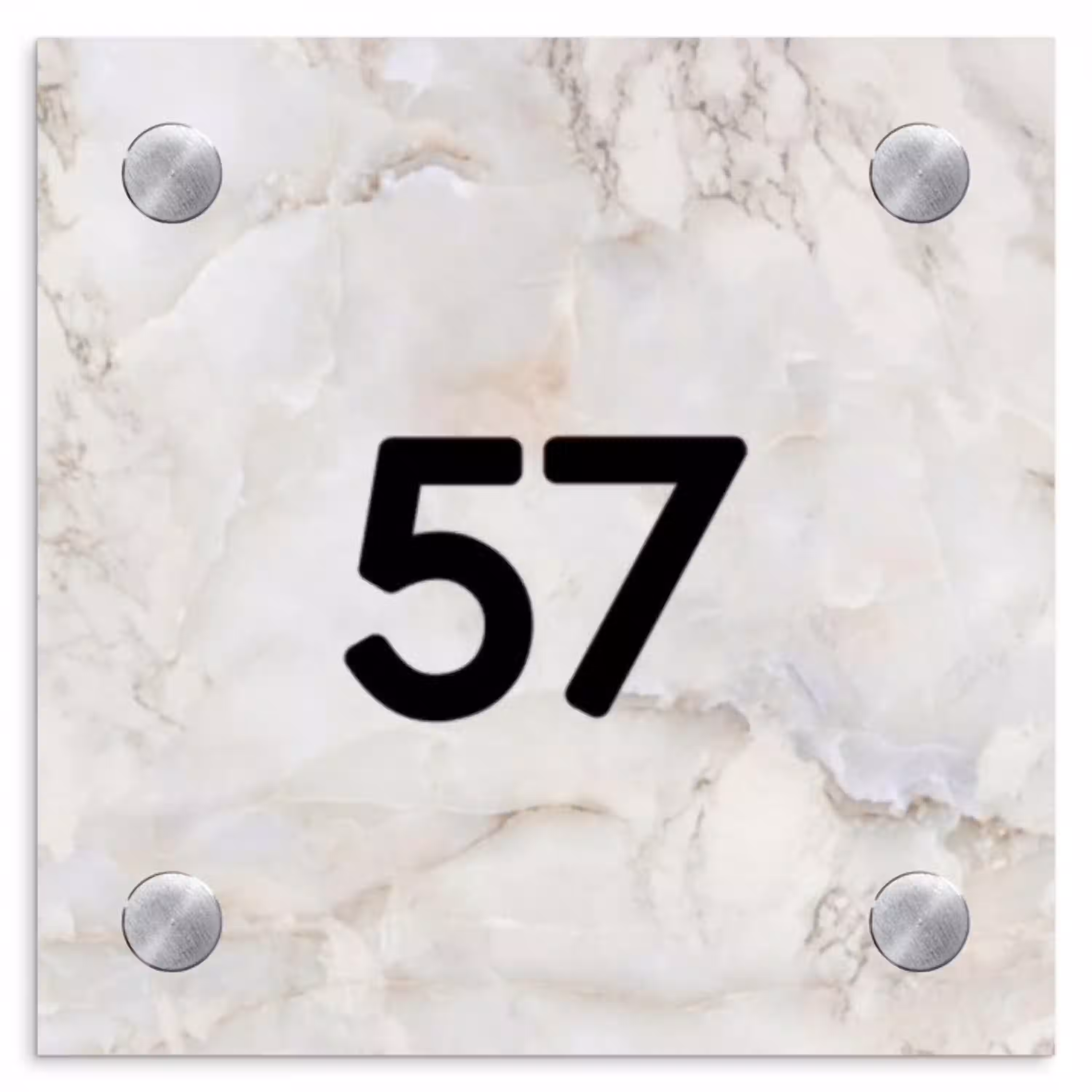 Beige marmer - Traditioneel Naambord Vierkant klein -3d