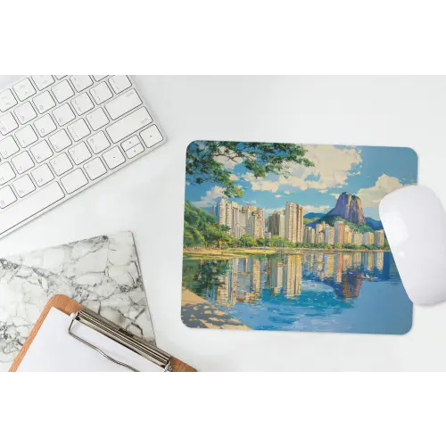 Berg - Skyline - Strand - Water muismat rubber klein -witbureau