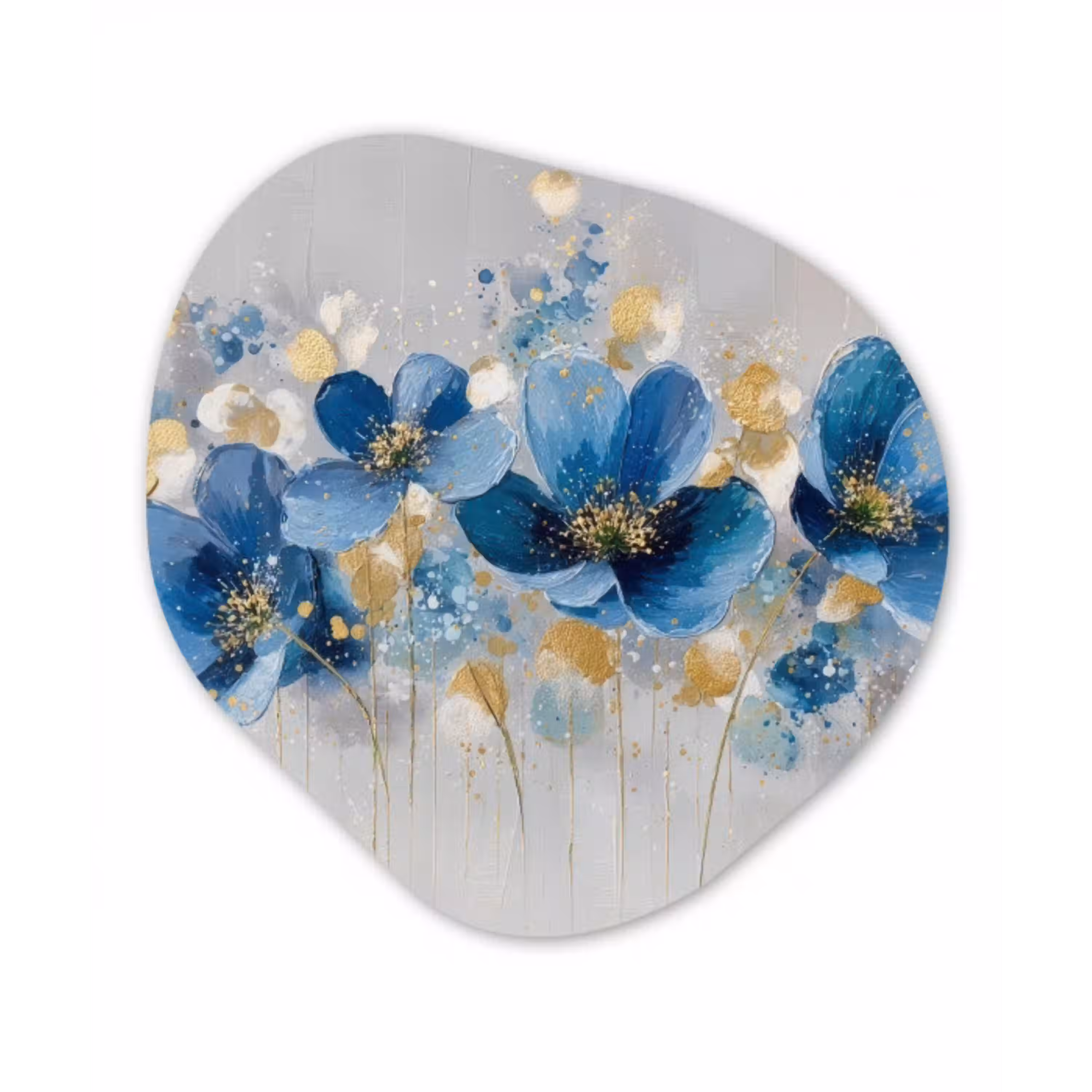 Bloemen - Blauw - Abstract Wandcirkel Organisch Forex 3mm klein -3d