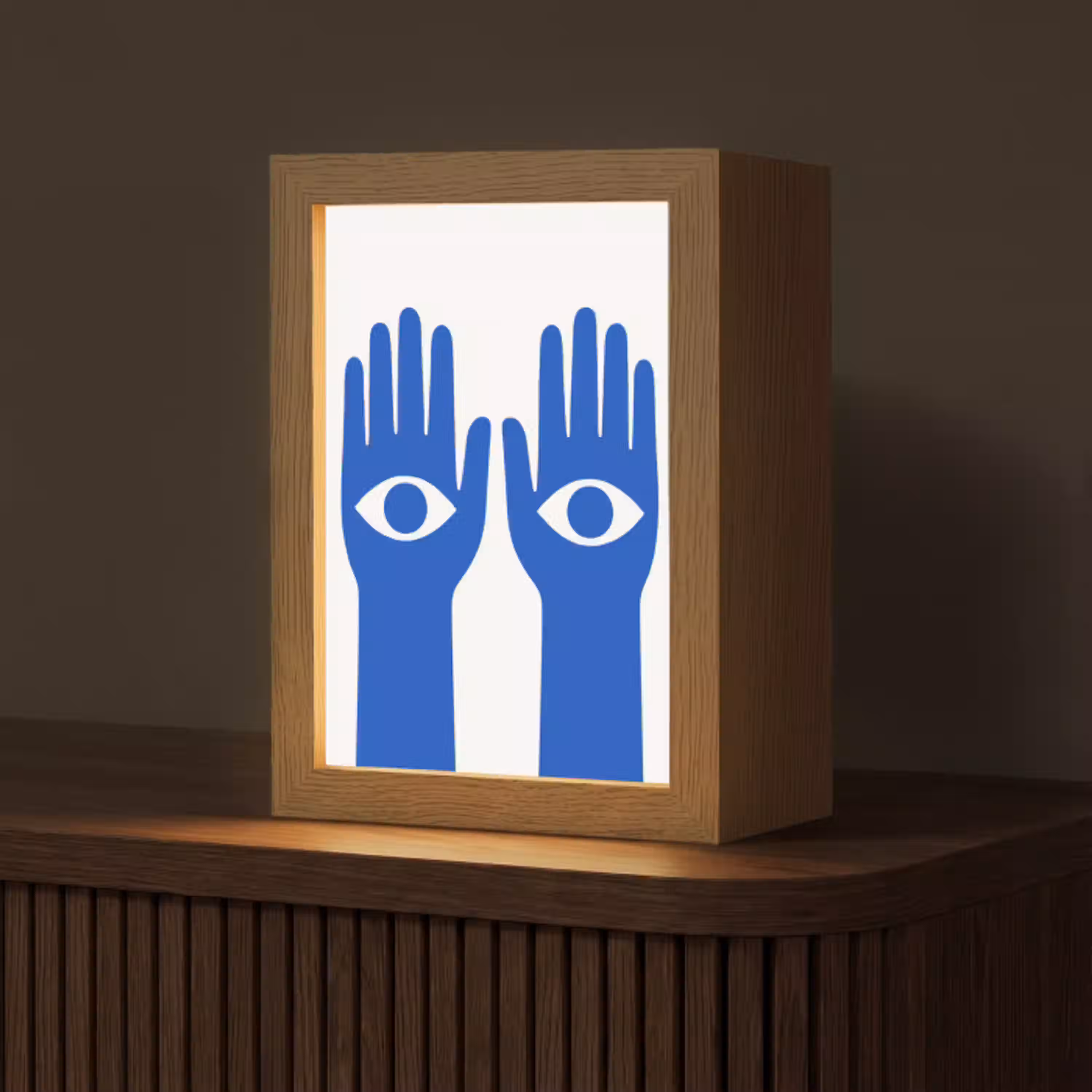 Handen - Twee - Ogen - Blauw Light Box met kabel (Tafellamp) klein -z3d_website