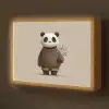 Panda - Blauwe bloemen - Zachtheid Light Box met batterij (Wandlamp kind) middel -z3d_website