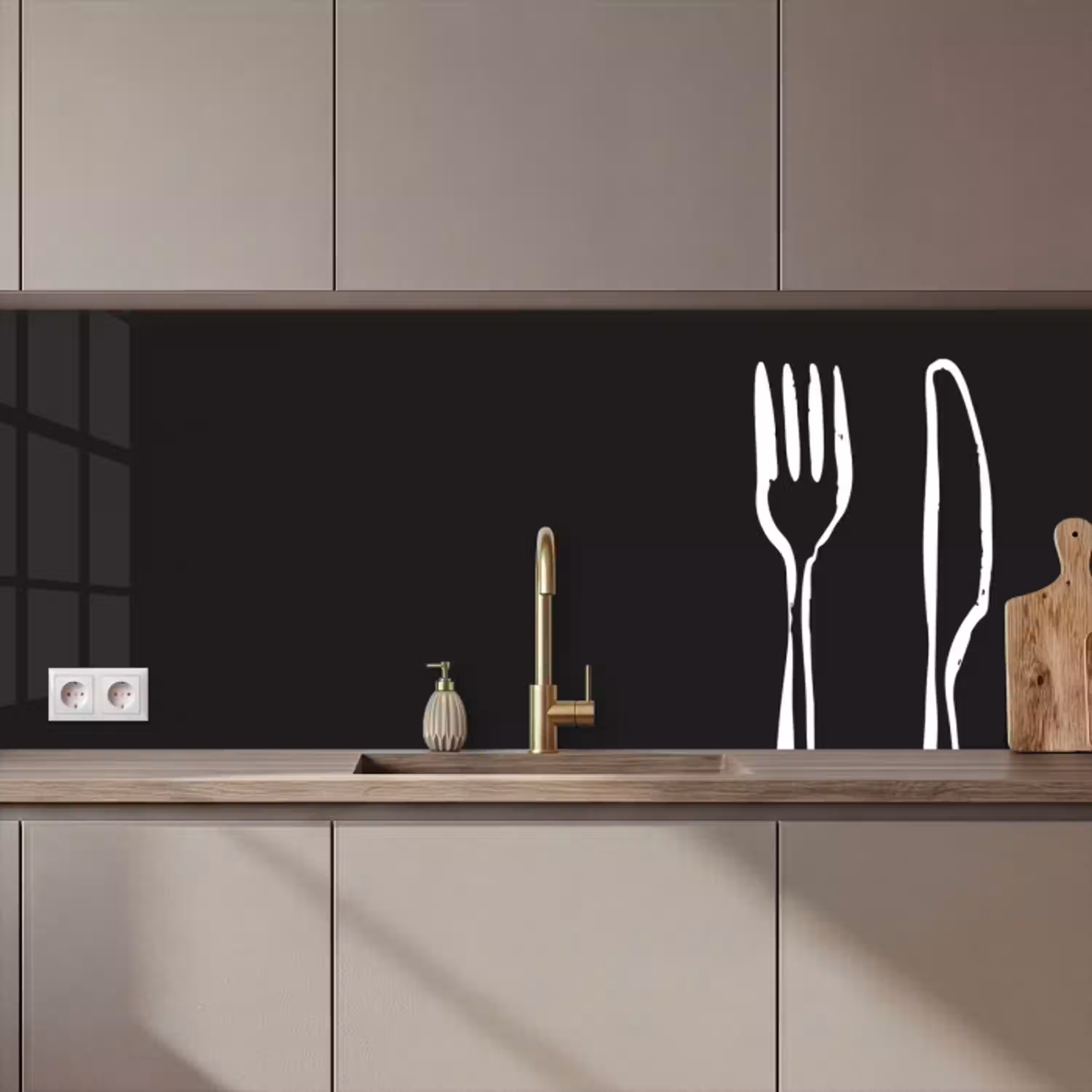 Bestek - Staand - Zwart - Wit keuken achterwand 2 middel zz_3dshopping