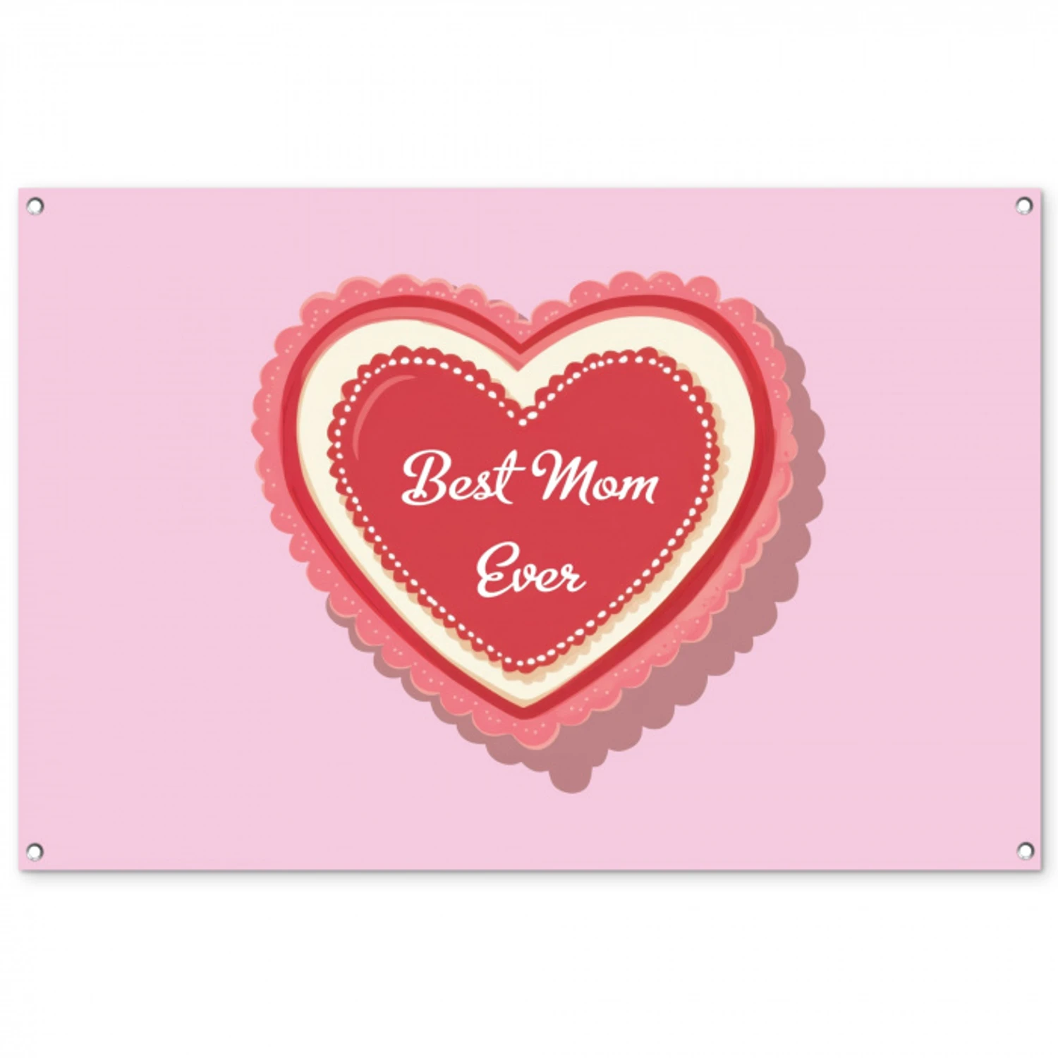 Tekst - Hartje - Moeder - Roze tuinposter los doek groot -3d