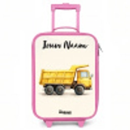 Kiepwagen - Getekend - Geel Kinderkoffer - Roze klein -3d