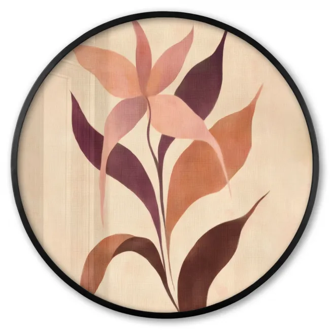 Ronde fotolijst - Minimaliste - Fleur - Feuilles - Beige