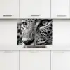 Luipaard - Zwart - Wit - Oog keuken achterwand 2 middel -3d