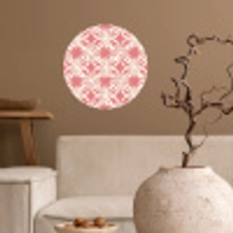 Roze - Bloemenmotief - Wit - Modern Wandcirkel behangsticker klein 186 -sfeer1