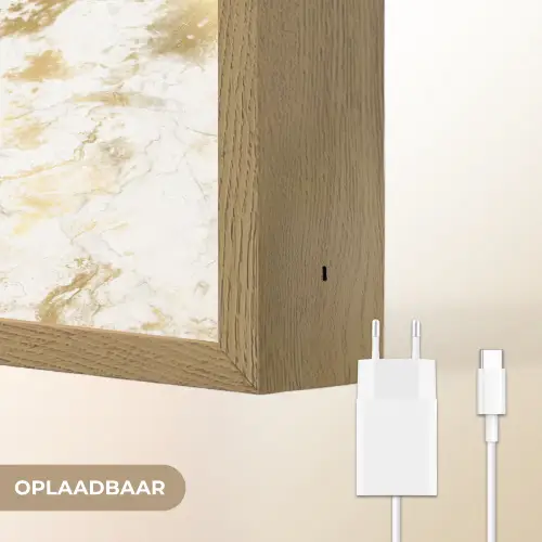 Marmer - Goud - Structuur Light Box met batterij (Wandlamp) middel 907 -USP_websiteoplaadbaarNL