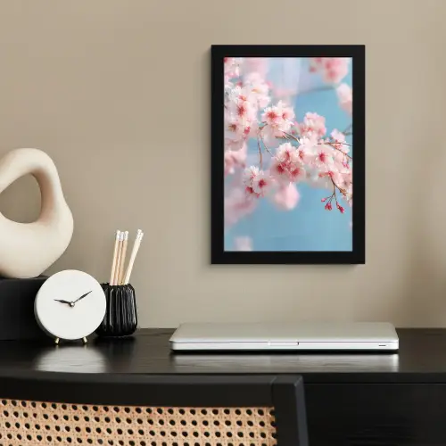 Takken - Bloesems - Roze fotolijst zwart zonder passe partout klein -sfeer1