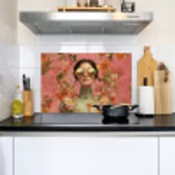 Vrouw - Bril - Roze - Bloemen Inductie beschemer met haakjes klein -sfeer2