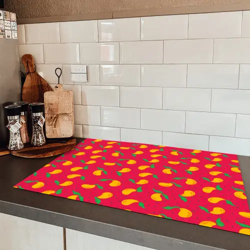 Roze - Mango - Blauwe - Streepjes Inductie beschermer vinyl 3mm klein 276 -sfeer3