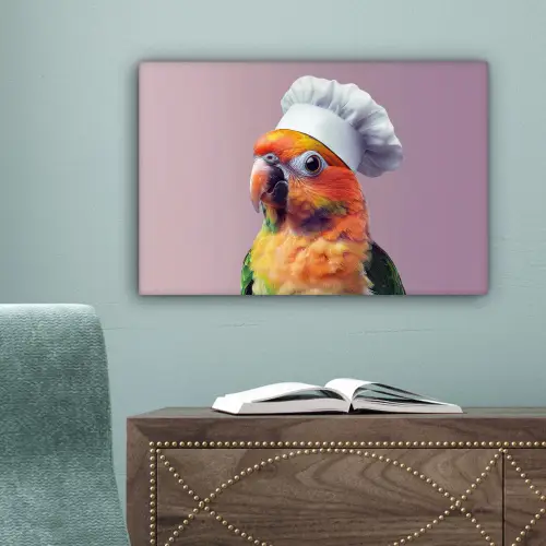 Papegaai - Koksmuts - Nieuwsgierig - Vogel canvas 2cm klein -sfeer4