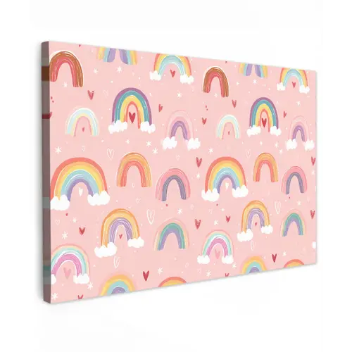 Regenboog - Patroon - Pastel - Handgetekend canvas 2cm klein -z3d