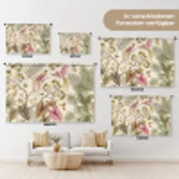 Vogels - Tropisch - Botanisch - Roze Wandkleed katoen klein -tsfeer8_DE