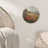 Klaprozen - Rood - Heuvels - Landschap Akoestische PET Vilt - Rond klein -sfeer4