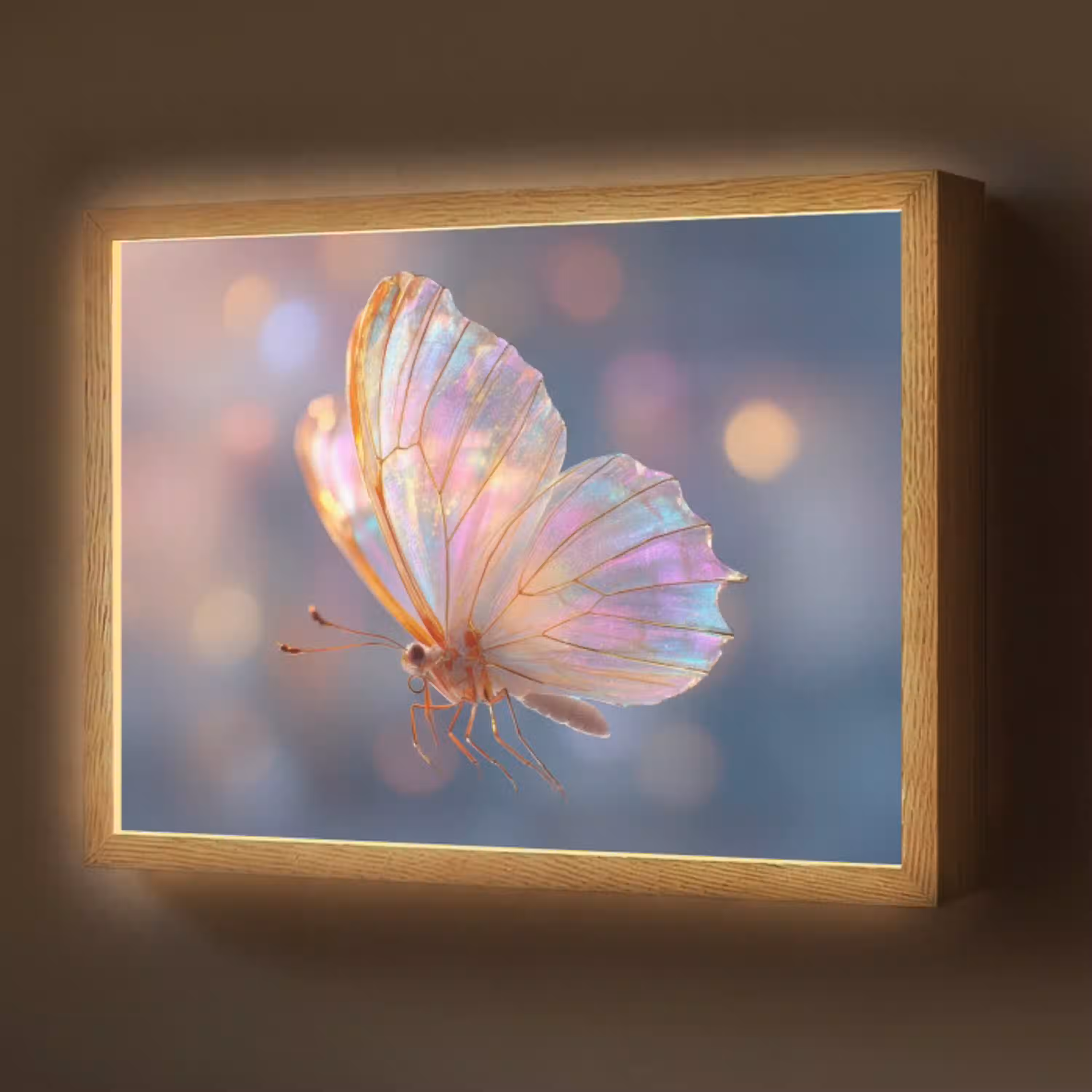 Vlinder - Vleugels - Pastel - Glinstering Light Box met batterij (Wandlamp) middel -z3d_website