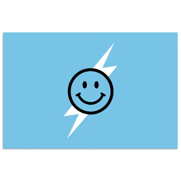 Smiley - Blauw - Bliksem poster papier klein -3d