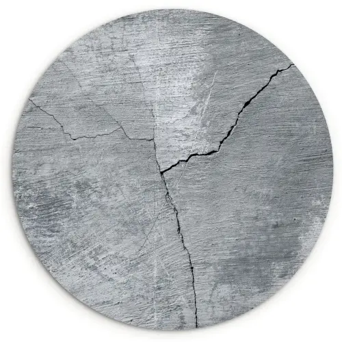 Beton - Grijs - Scheur Wandcirkel kunststof plaat 5mm dik klein -3d