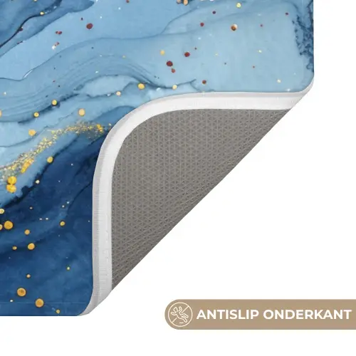 Watercolor - Blauw - Kunst - Goud - Luxe - Modern WCmat klein -USP_AntislipNL