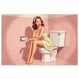 Roze - Retro - Vrouw poster papier klein -3d